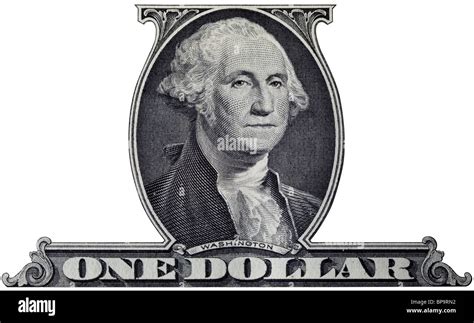 One dollar bill cutout with portrait of American President George ...