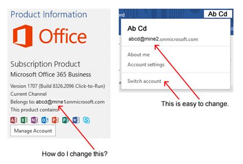 How do you change the account that Office says it belongs to ...