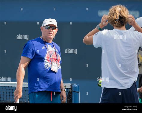 Alexander Zverev Sr coach and father of Alexander Zverev of Germany attends practice for main US ...