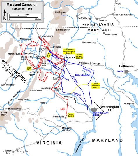 Maryland Campaign, actions September 3 to 15, 1862 Confederate Union | Battle of antietam, Civil ...