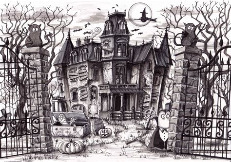 Haunted House Sketch at PaintingValley.com | Explore collection of ...