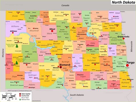 North Dakota State Map | USA | Maps of North Dakota (ND)