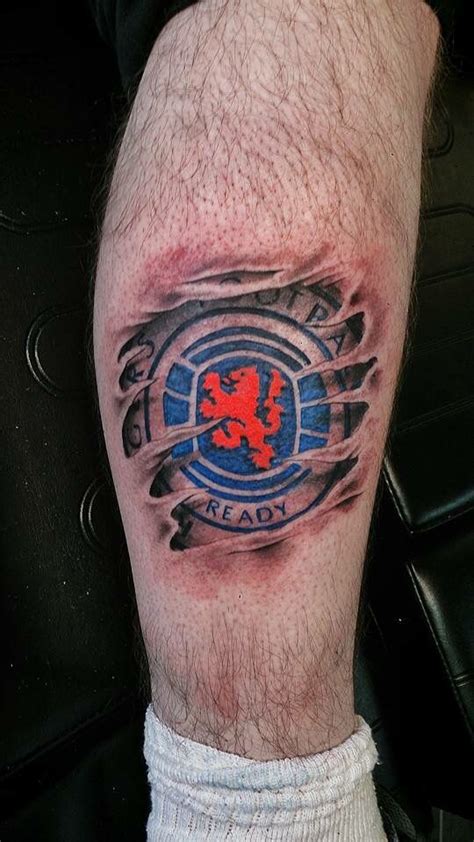 Rangers football tattoo by Ryan Foley