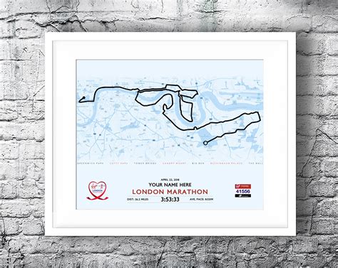 Customised London Marathon Route Map high Resolution Image File - Etsy