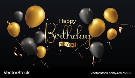 Happy birthday black and gold background Vector Image