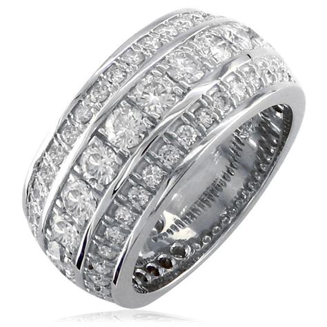 3 Row Mens Wide Diamond Wedding Band in 14k White Gold – Sziro Jewelry