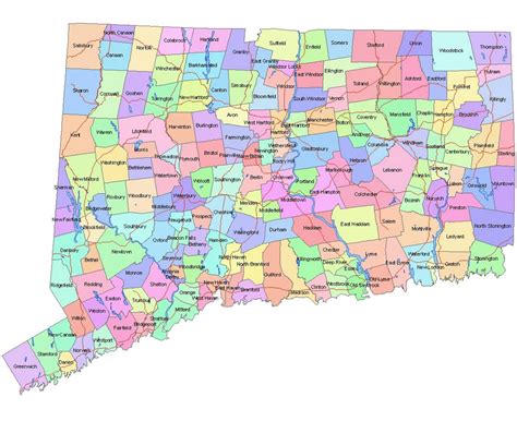 Detailed Map Of Connecticut Towns