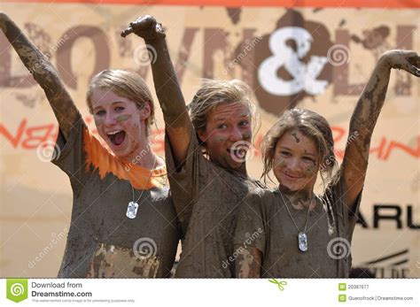 Mud race winners editorial photography. Image of three - 20387677