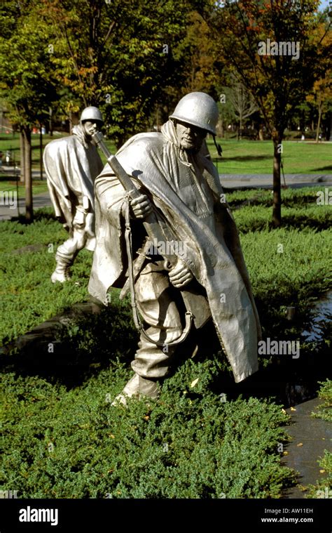 DC Washington DC Monuments Korean War Veterans Memorial sculptures stainless steel statues ...