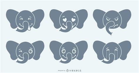 Elephant Emoji Set Vector Download