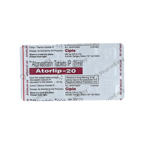 Atorlip 20 MG Tablet (15) - Uses, Side Effects, Dosage, Composition ...