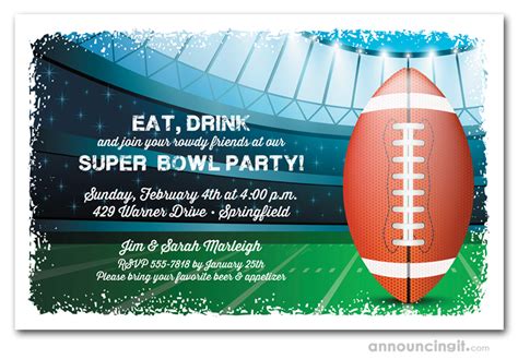 Football Stadium Kickoff Super Bowl Party Invitations