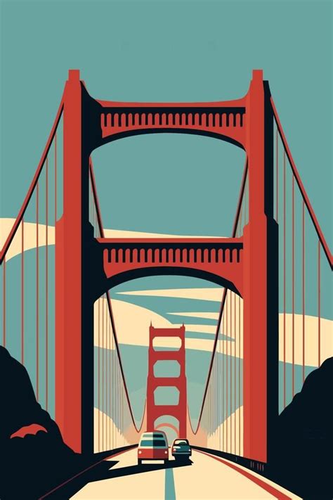 famous Golden Gate Bridge, San Francisco vector illustration | Puente ...