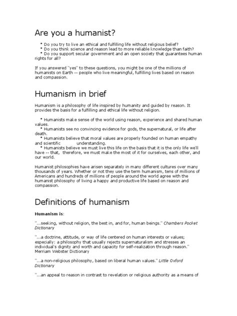 What Humanism Is | PDF | Humanism | Truth