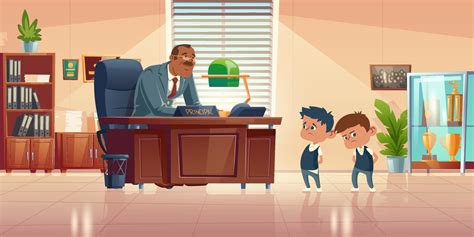 Teacher meeting with kids in principals office 15370400 Vector Art at Vecteezy