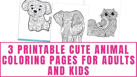 Cute Animal Shapes Coloring Pages Printable for Adults and Kids