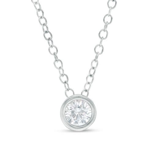 1/4 CT. Diamond Solitaire Pendant in 14K White Gold | Zales