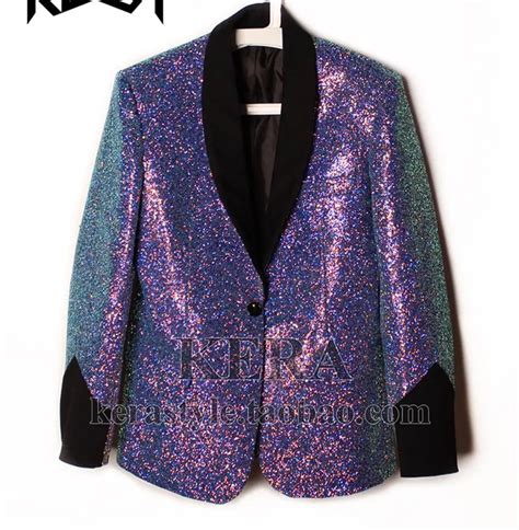 S 5XL 2017 New Bling bling glitter sparkling purple crystal suit jacket ...