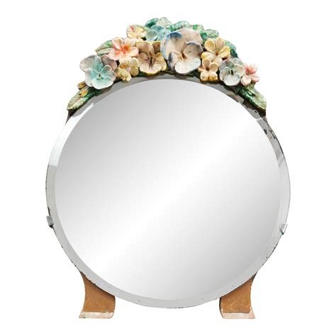 1930's English Country Floral "Barbola" Vintage Dressing Table Mirror ...