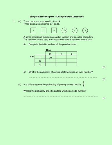 Sample Space and Probability Problems | Teaching Resources