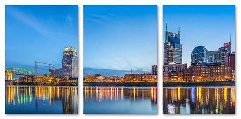 Nashville Tennessee Skyline Canvas Print Wall Art 3 Panel - Etsy