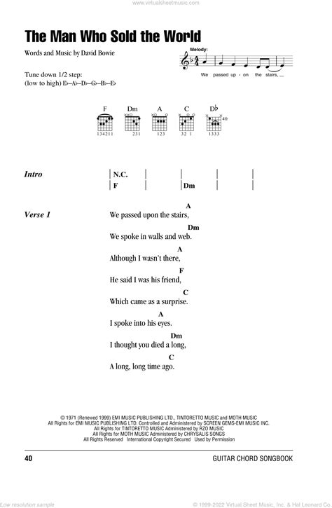 Nirvana - The Man Who Sold The World sheet music for guitar (chords) v2