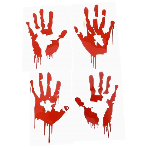 Buy Tomaibaby 4pcs Bloody Hand Print Vinyl Decal Sticker Halloween Bloody Stickers Zombie Horror ...