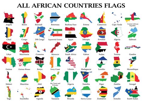 Set of African countries National Flag Maps, all 54 africa flag Maps ...