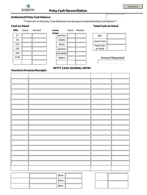 Petty Cash Reconciliation Form - Fill Online, Printable, Fillable ...