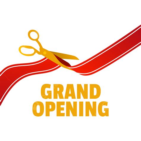 Grand Openings Clipart Transparent Background, Gold Scissor Cut Red Ribbon Grand Opening Vector ...