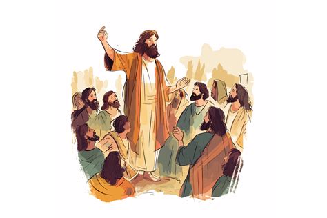 SVG Jesus Preaching to Vector Illustrati Graphic by LofiAnimations ...