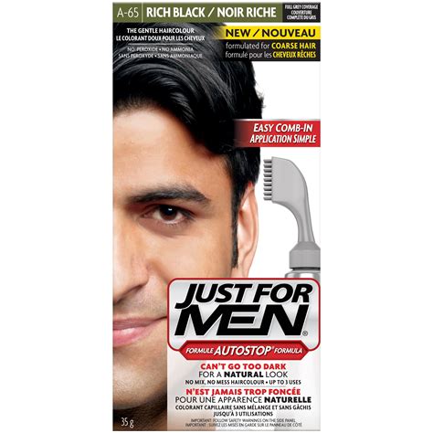 Just For Men Easy Comb-In Color, Gray Hair Coloring for Men with Comb Applicator - Rich Black, A ...