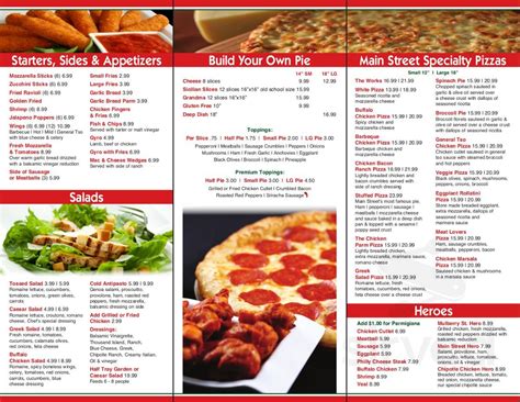 Main Street Pizza Cafe menu in Kings Park, New York, USA