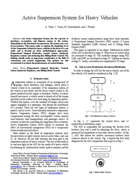 Active Suspension System For Heavy Vehicles | PDF | Control Theory ...