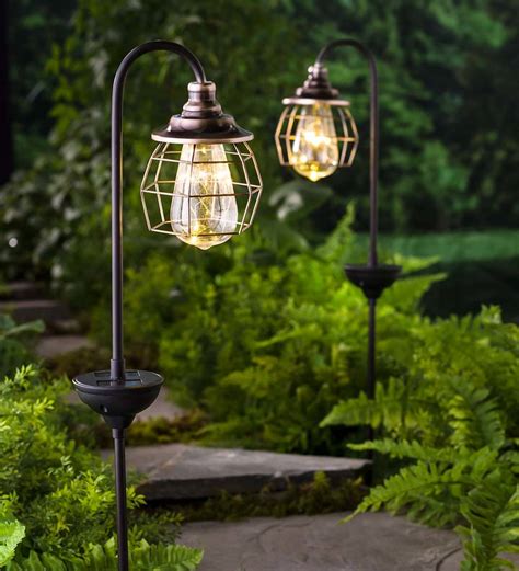 Solar Firefly Garden Pathway Lights, Set of 2 - Copper | PlowHearth