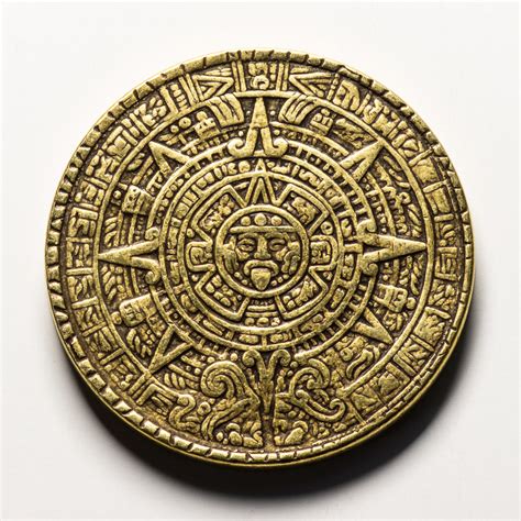 The Sun and Moon Worry Coin - Aztec Sun Stone Calendar and Moon – Shire ...