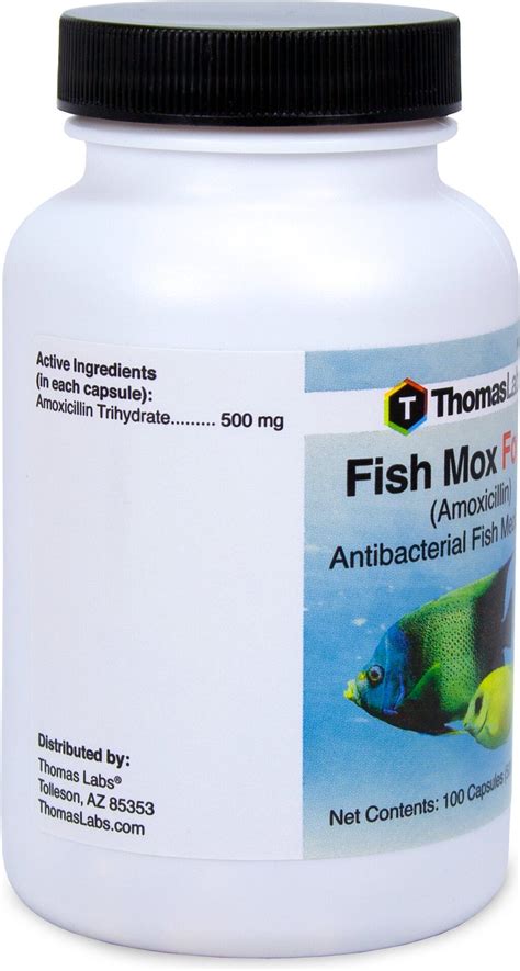 Thomas Labs Fish Mox Forte Amoxicillin Antibacterial Fish Medication, 500 mg, 100 count - Chewy.com