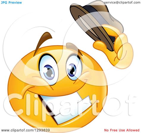 Clipart of a Grinning Yellow Smiley Emoticon Face Tipping His Hat ...