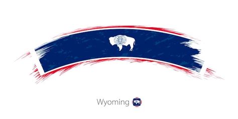 Premium Vector | Flag of wyoming state in rounded grunge brush stroke ...