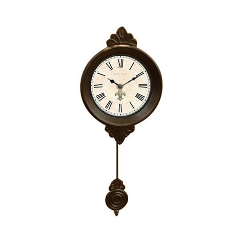 Ashton Sutton Petite Analog Round Indoor Wall Clock with Pendulum at ...