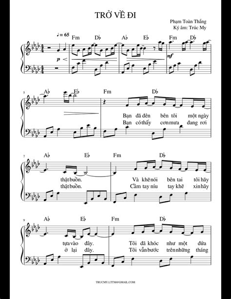 TRỞ VỀ ĐI sheet music for Piano download free in PDF or MIDI