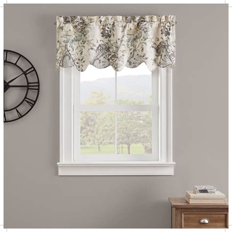 Waverly Kensington Bloom Floral Light Filtering Rod Pocket Window Valance, Grey, 52 x 18 ...