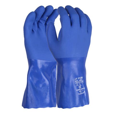 Soft Triple Dipped Chemical Resistant 12 Inch Blue PVC Gauntlet Gloves ...