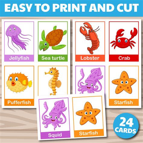 24 Ocean Animals Flashcards - Printable Digital Download for Home and Pre-School | Made By Teachers