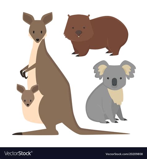 Australia wild animals cartoon popular nature Vector Image