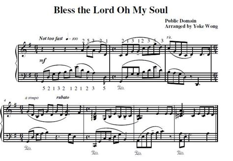 Bless The Lord, O My Soul Sheet Music - Piano Mother