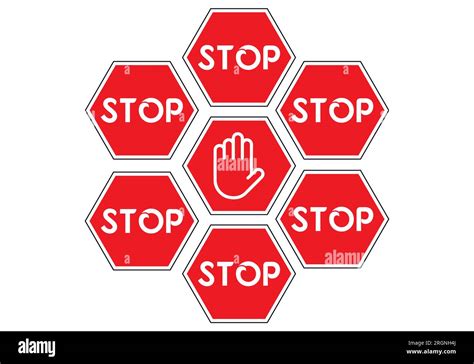 Warning Hand sign icon. Red alert sign symbol. Warning sign red. Stop red sign circle Warning ...