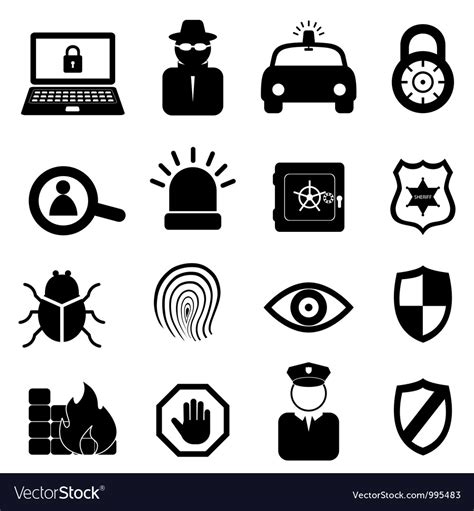 Computer and cyber security icons Royalty Free Vector Image