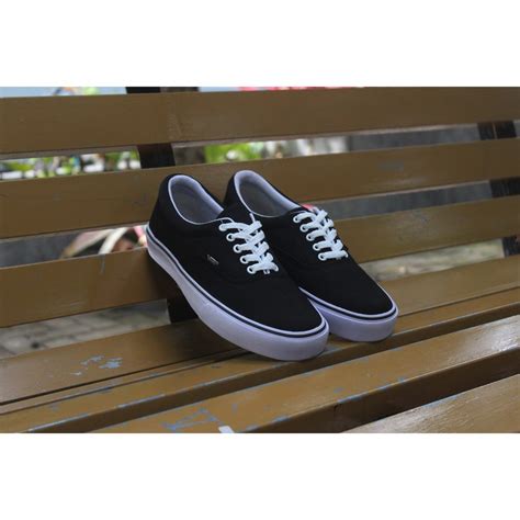 SEPATU VANS AUTHENTIC FULL BLACK HITAM POLOS WHITE PUTIH OLDSKOOL ERA ...