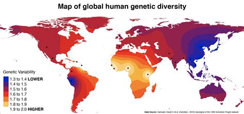 [OC] Human genetic diversity is highest in Africa : r/dataisbeautiful